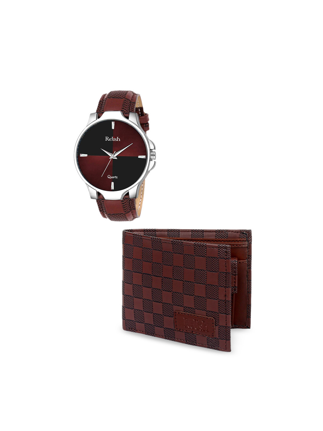 Relish Men Brown & Silver-Toned Accessory Gift Set