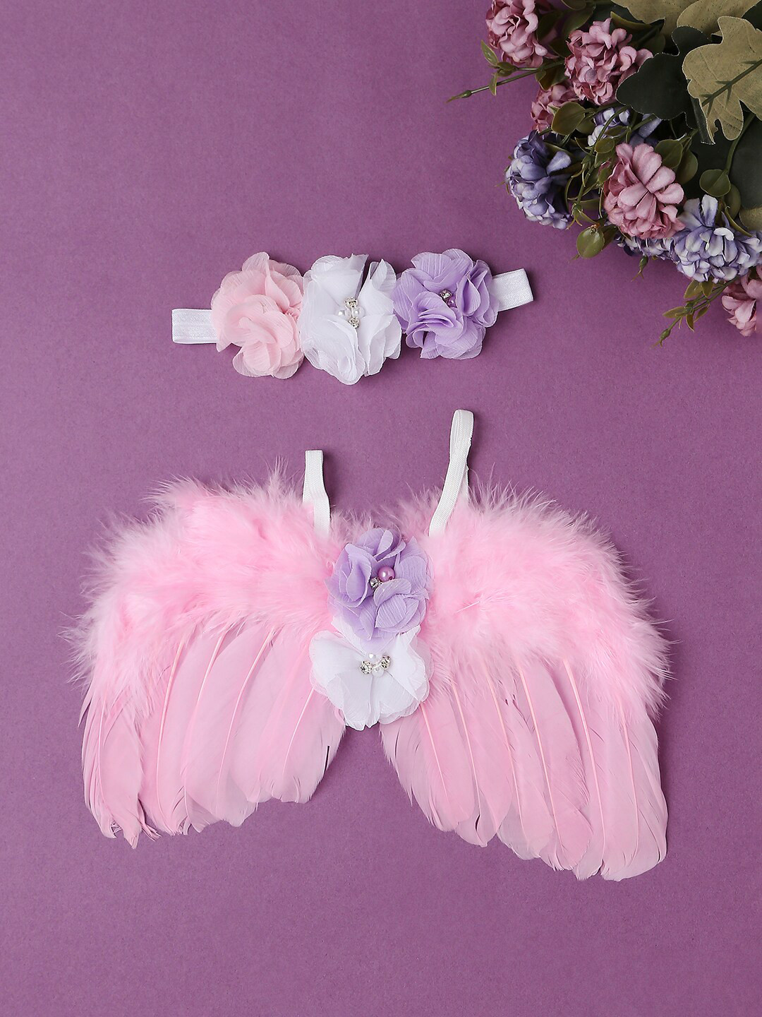Babymoon Infant Kids Pink Feather Wings Photography Shoot Props Costumes