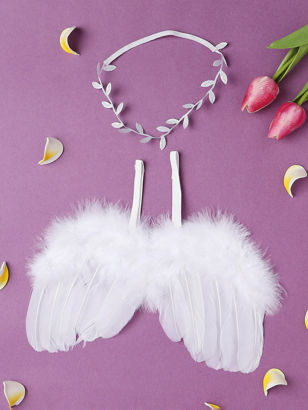 Babymoon Kids White Pack of 2 Feather Wings & Leaf Tiara