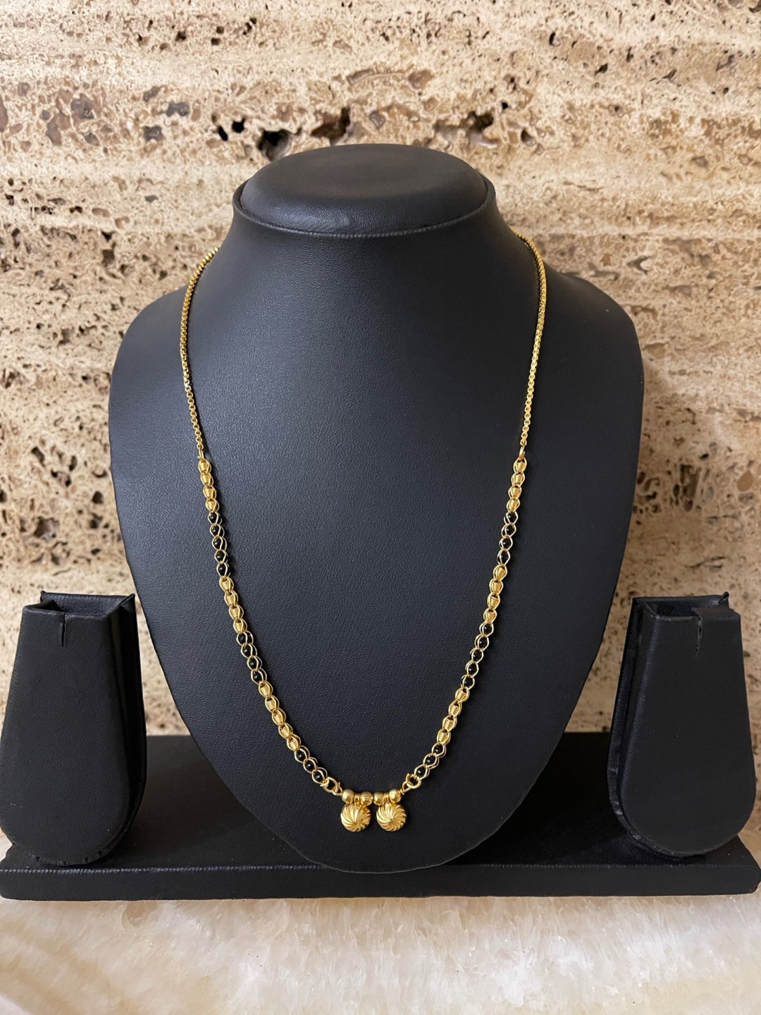 Digital Dress Room Gold-Plated & Black Beaded Mangalsutra