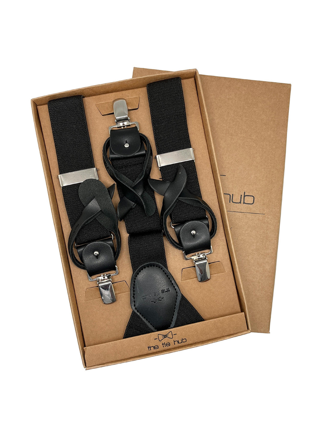 The Tie Hub Men Black Solid Back Button-End Suspender