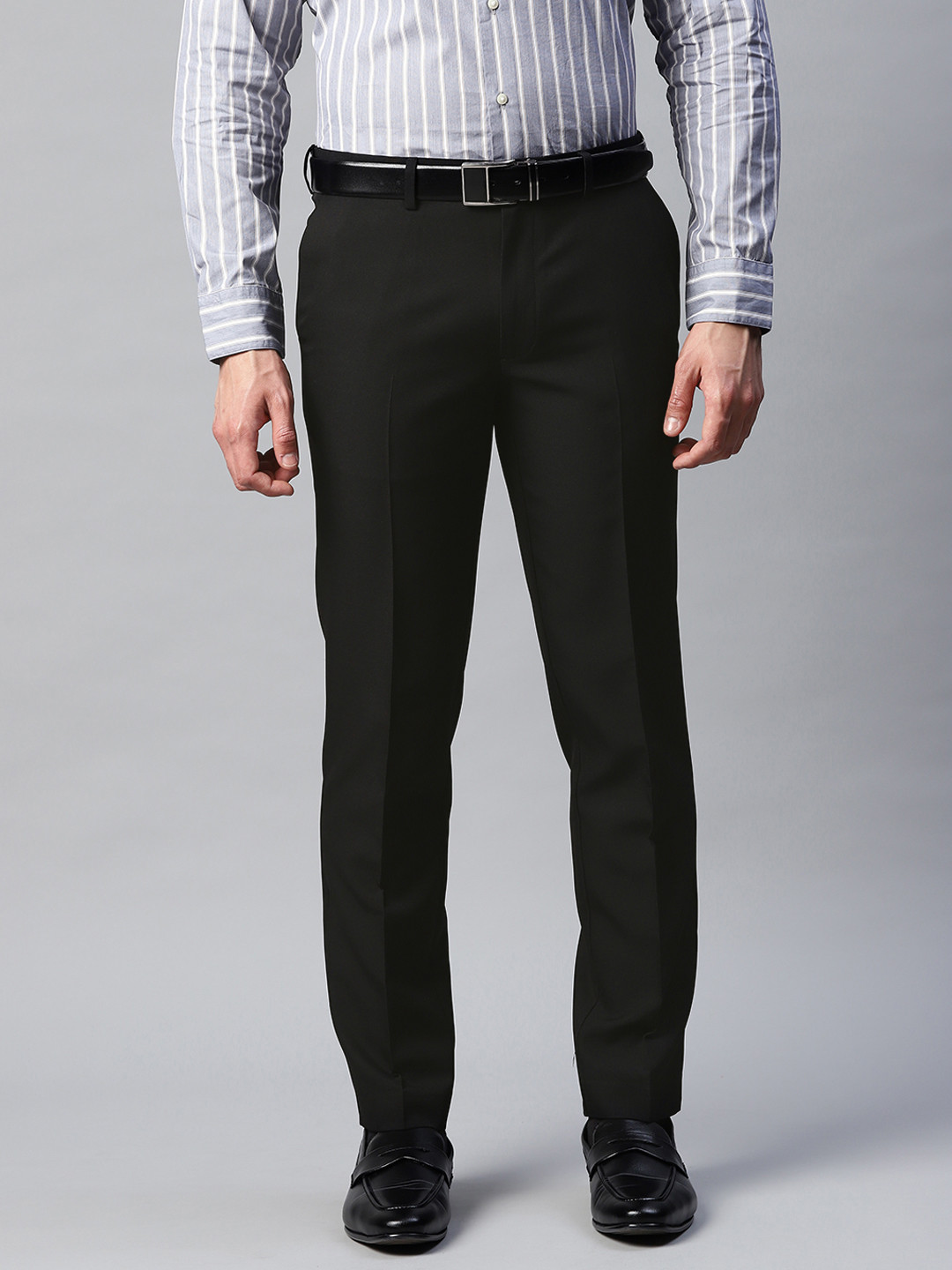 Marks & Spencer Men Black Solid Formal Trousers