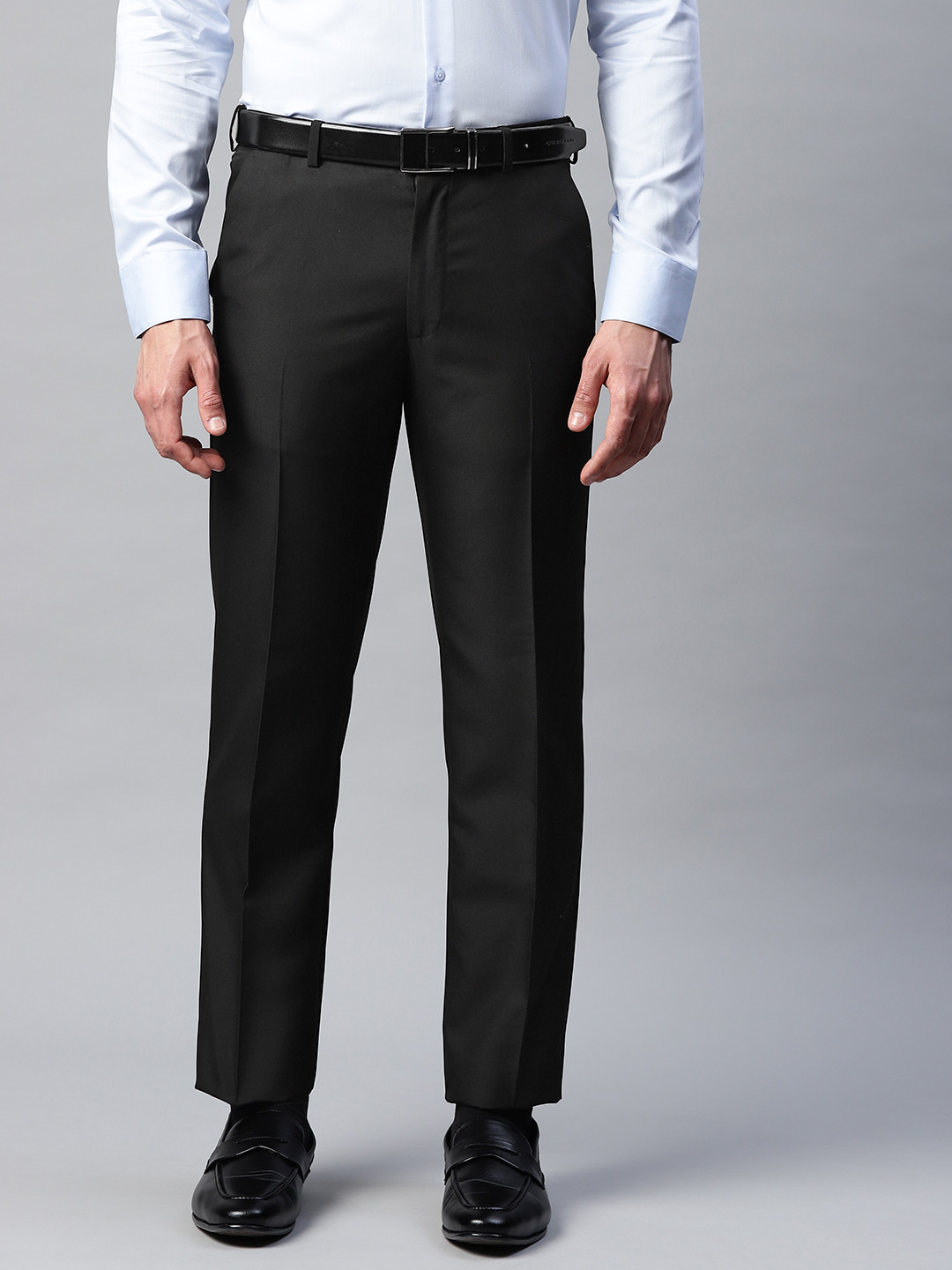 Marks & Spencer Men Black Solid Formal Trousers