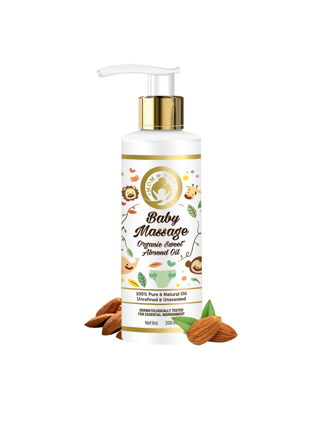 Mom & World Cold Pressed Organic Sweet Almond Baby Massage Oil 200 ml