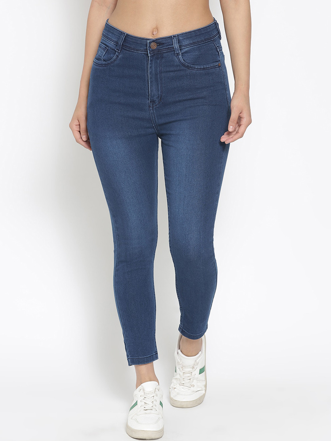 MARC LOUIS Women Blue Classic Slim Fit Light Fade Cotton Jeans