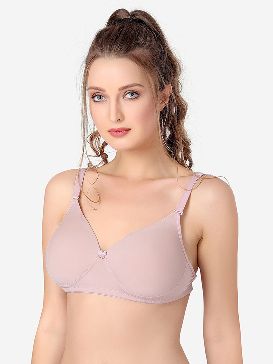 Candour London Beige Solid Lightly Padded Full Coverage T-Shirt Bra