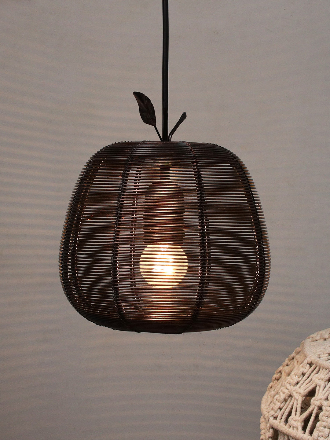 Homesake Black Apple Shaped Metal Wire Mesh Pendant Light