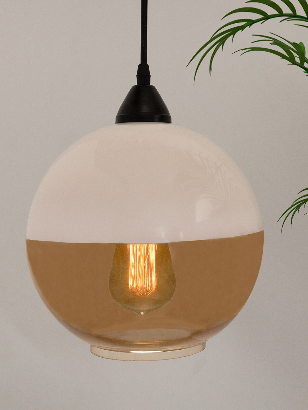 Homesake Beige Glass Pendant Loft Bar Hanging Ceiling Lamp