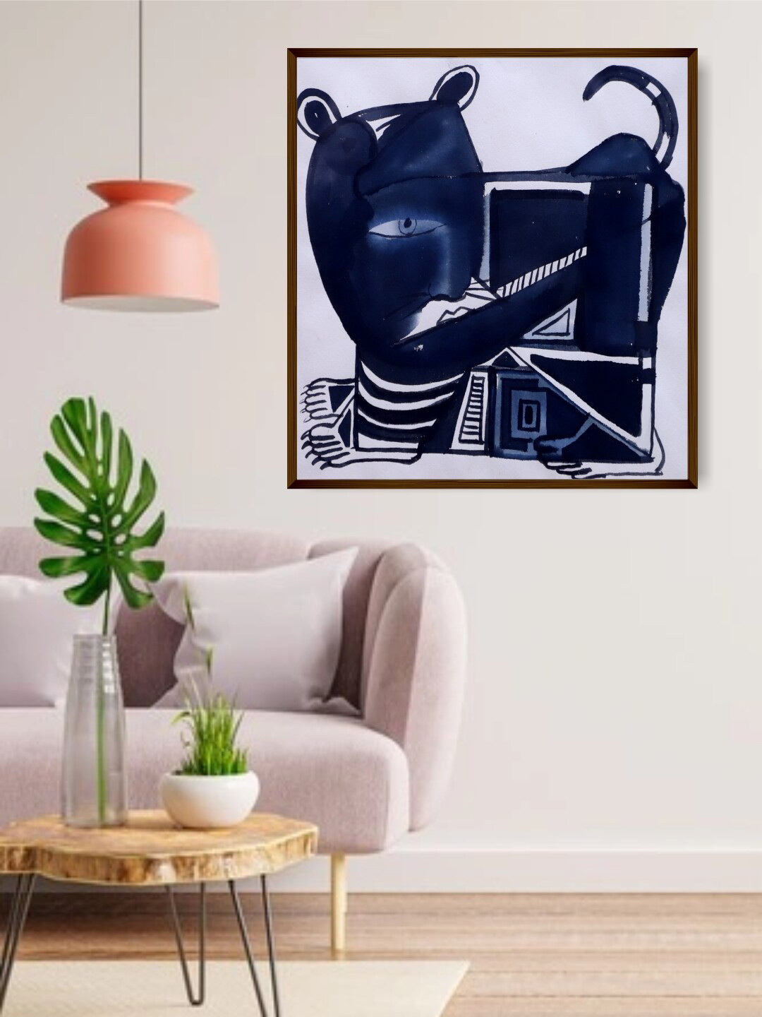 The Art House Navy Blue Abstract Wall Art Painting