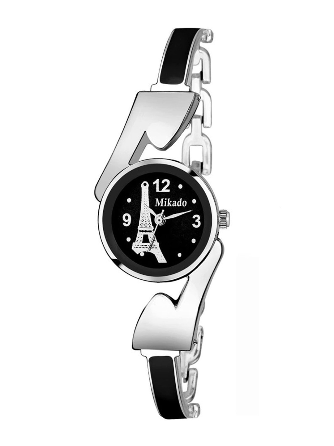 Mikado Black Dial & Black Stainless Steel Bracelet Style Straps Analogue Watch kkk 7773