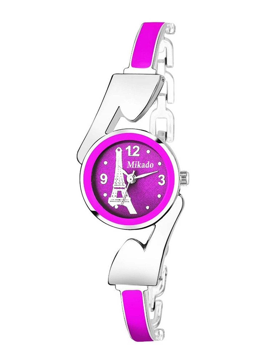 Mikado Women Purple Brass Printed Dial Bracelet Style Straps Analogue Watch kkk 7772