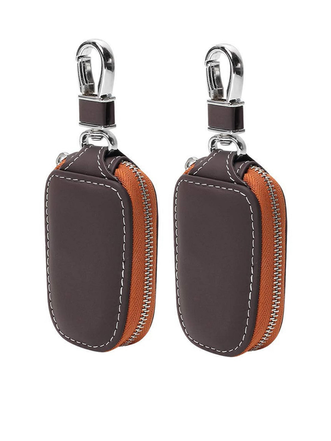 CONTACTS Brown Pack Of 2 Genuine Leather Car Remote Key Case