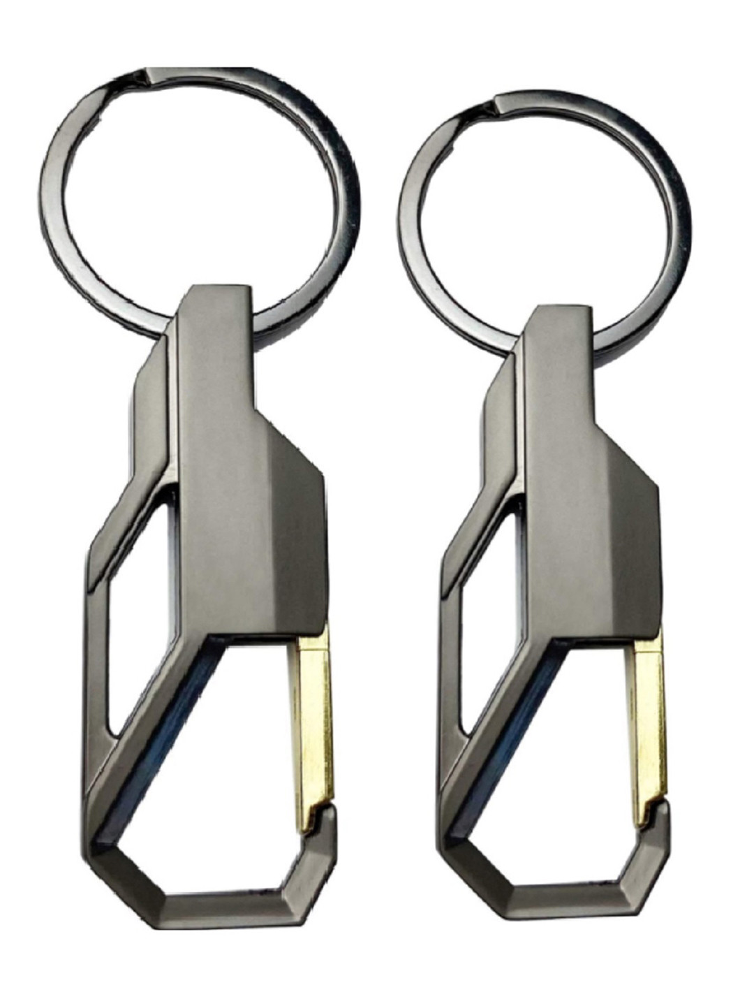 CONTACTS Set Of 2 Grey Stainless Steel Heavy Duty Key Chains