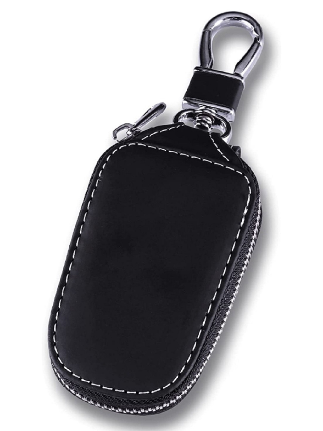 CONTACTS Black Leather Car Remote Key Case Keychain