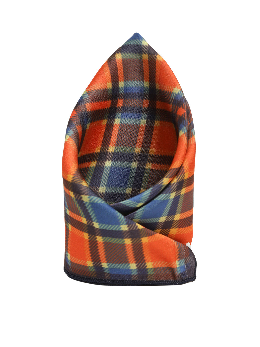 Sojanya Men's Red & Blue Checked Satin Pocket Square