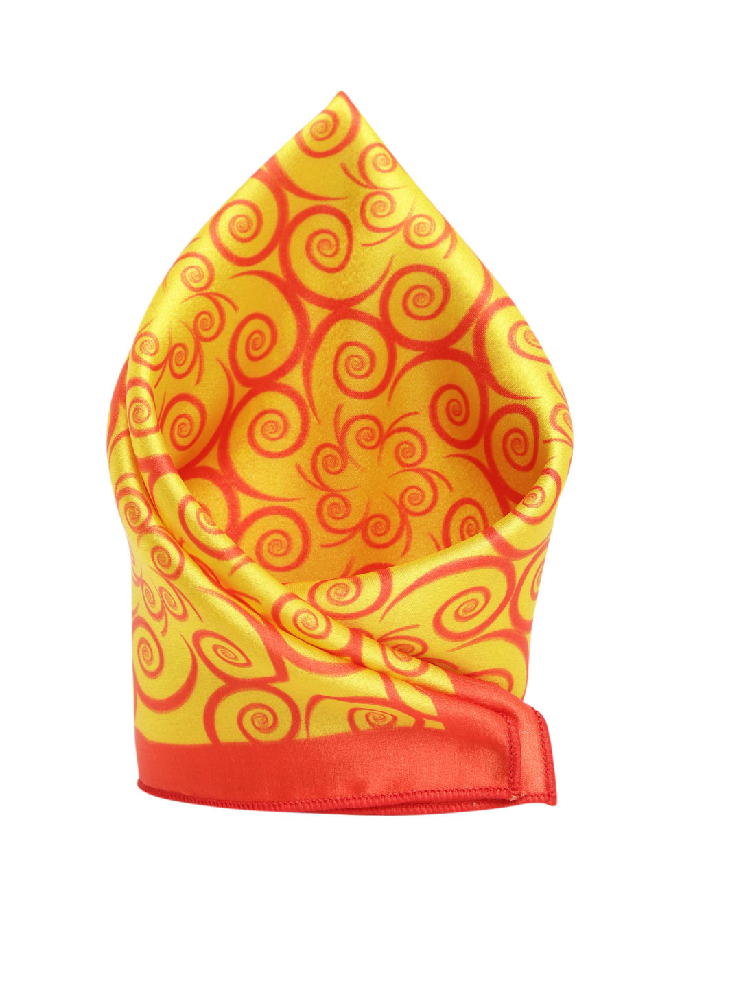 SOJANYA Men Yellow & Orange Printed Satin Pocket Square