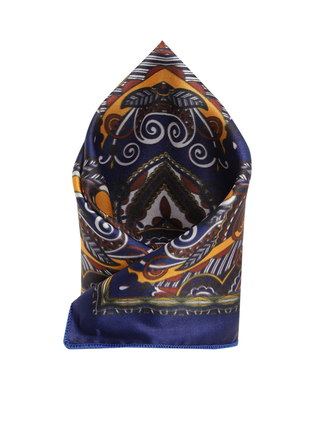 Sojanya Men Satin Midnight Blue Printed Pocket Square