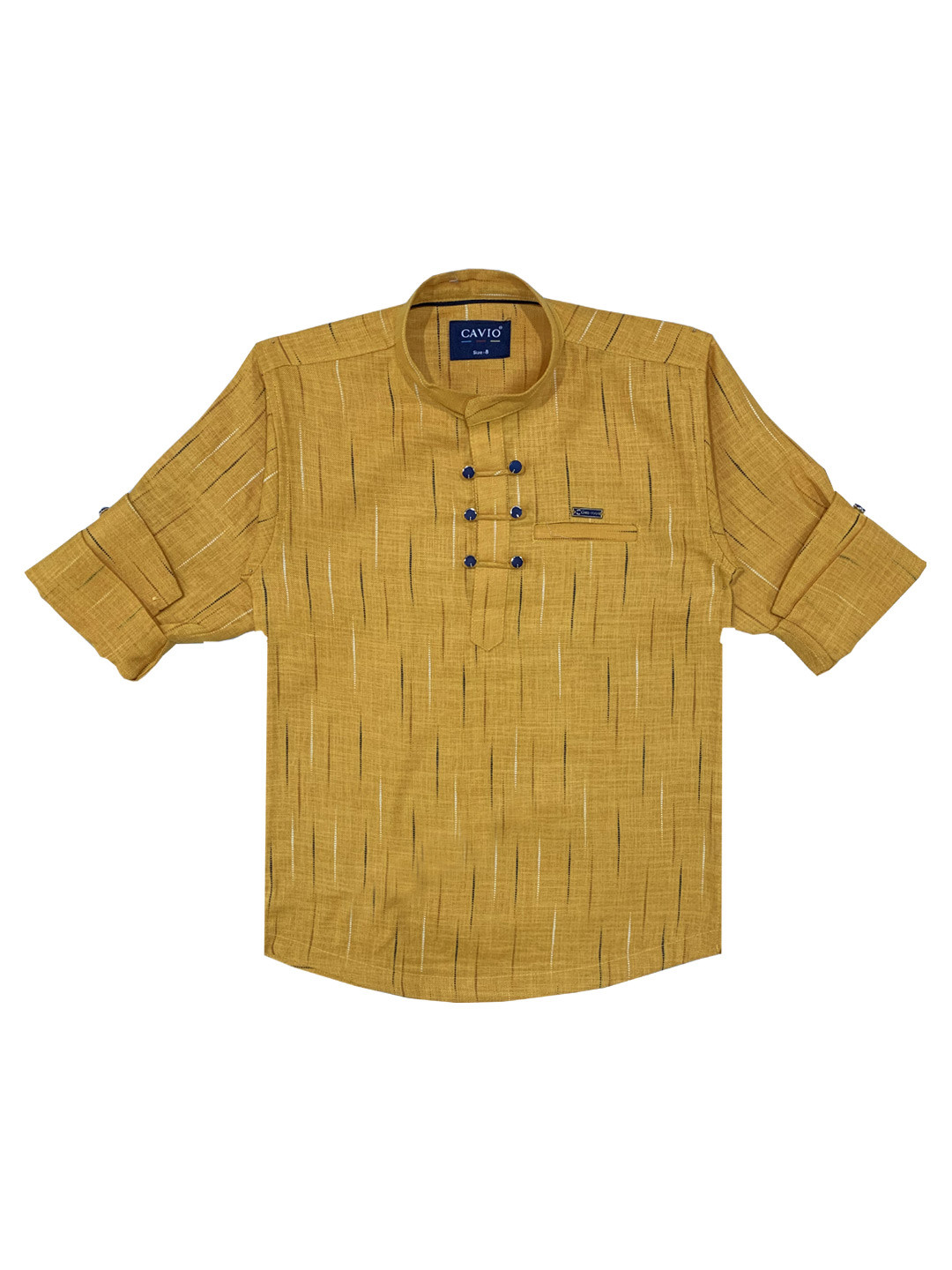 CAVIO Boys Mustard Printed Casual Kurta Shirt