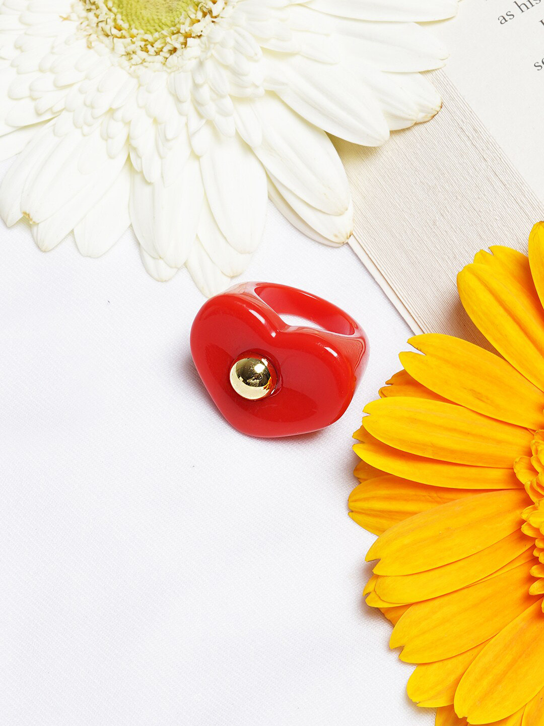 BEWITCHED Red & Gold-Toned Beaded Finger Ring