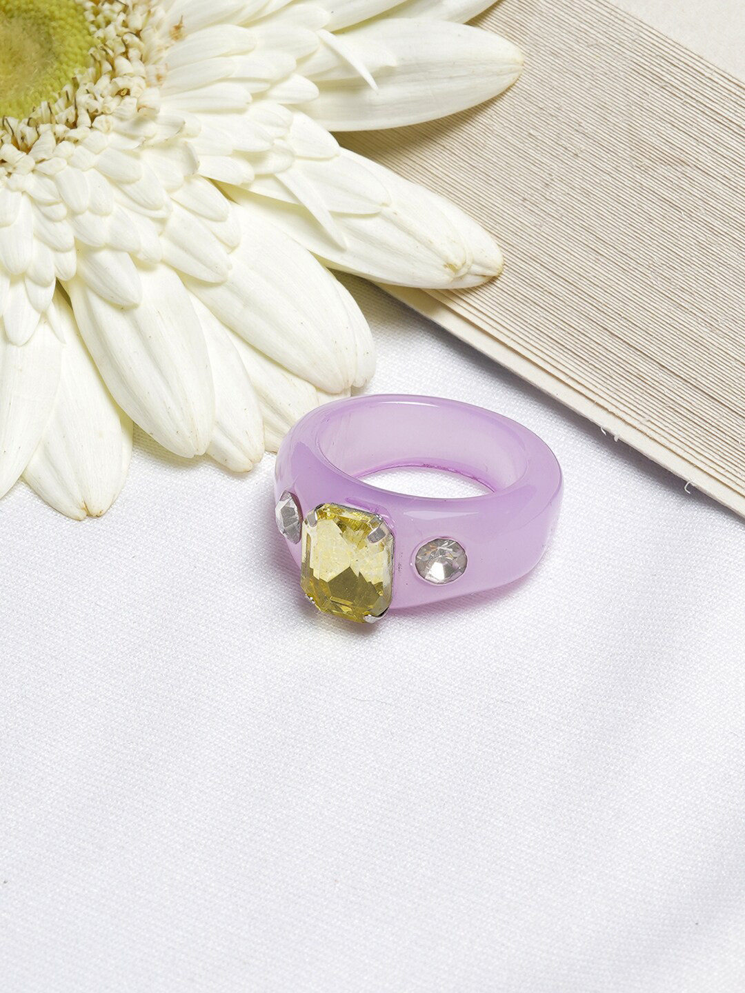 BEWITCHED Women Purple Rhinestone Studded Finger Ring