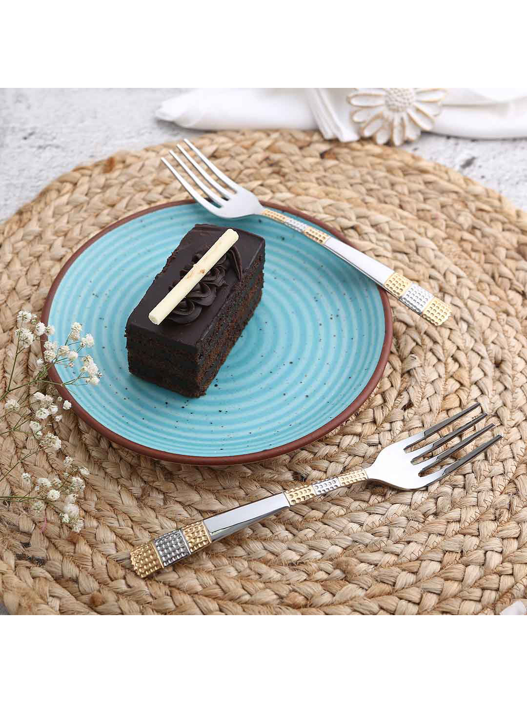 Wonderchef Gold & Silver Coloured Set of 6 Roma Dinner Forks