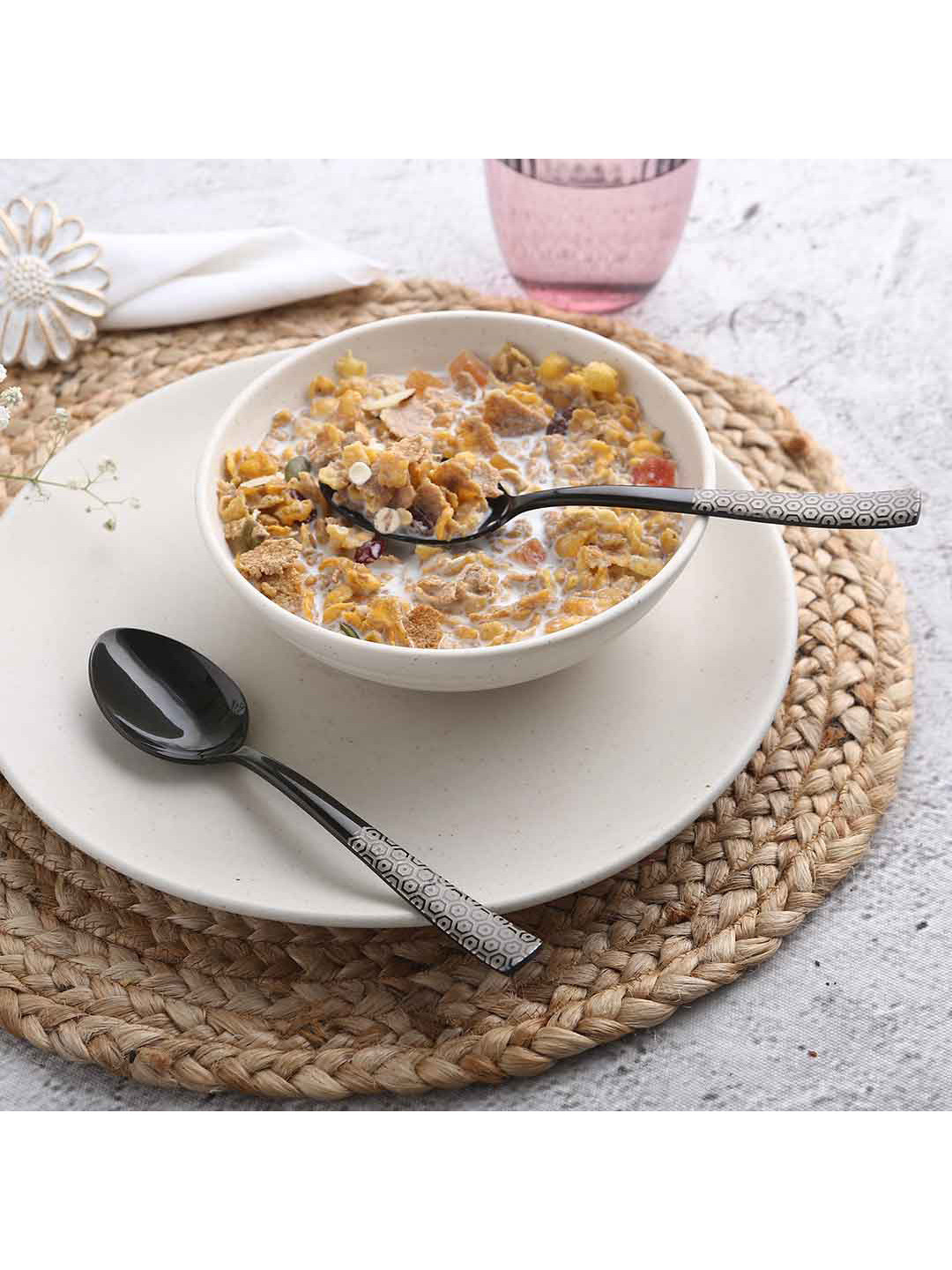 Wonderchef Roma Set of 6 Black Stainless Steel Dinner Spoons