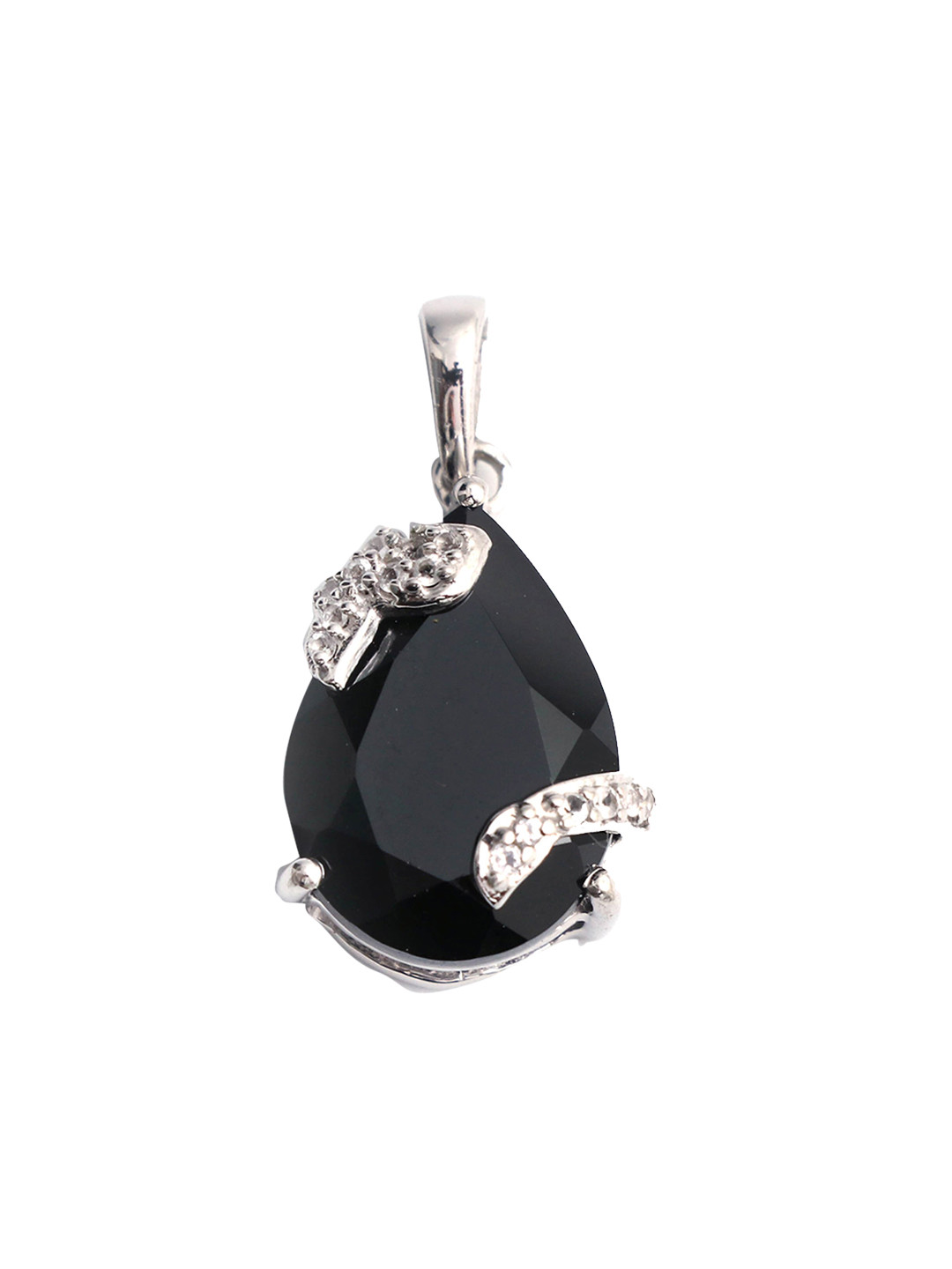 HIFLYER JEWELS Silver-Toned & Black Rhodium-Plated Topaz-Studded Pendant