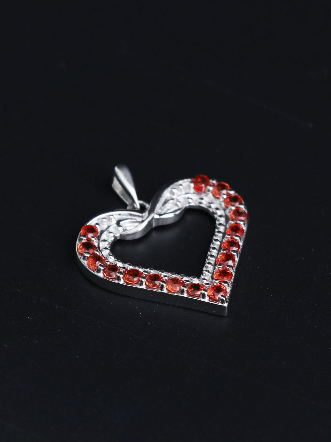 HIFLYER JEWELS Women Rhodium-Plated Silver-Toned & Orange Amethyst-Studded Pendant