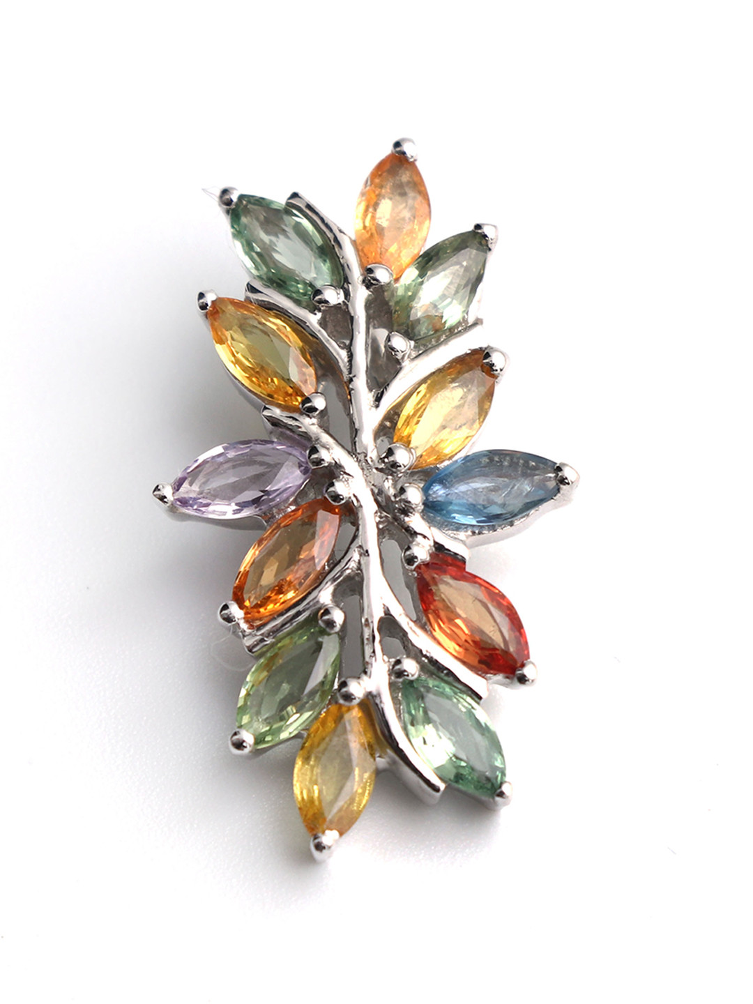 HIFLYER JEWELS Silver-Toned Multi-Coloured Amethyst-Studded Pendant