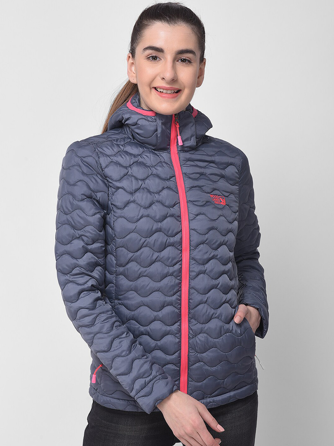 Woodland Women Blue Longline Puffer Jacket
