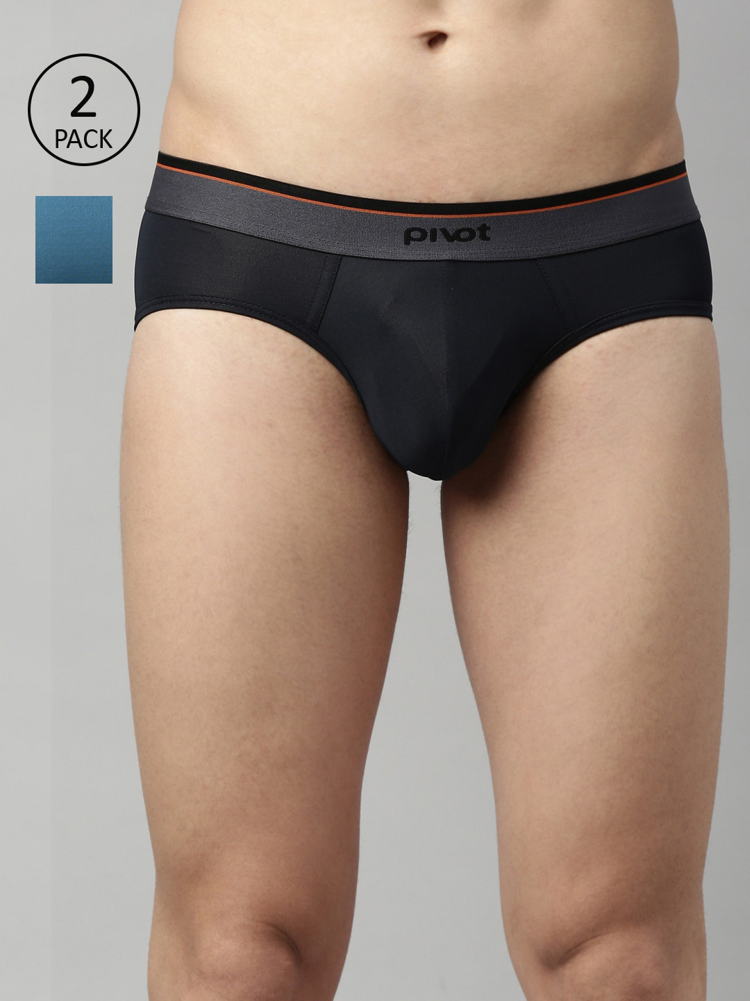 pivot Pack Of 2 Men Black & Teal Blue Briefs - P2MIWB22-014