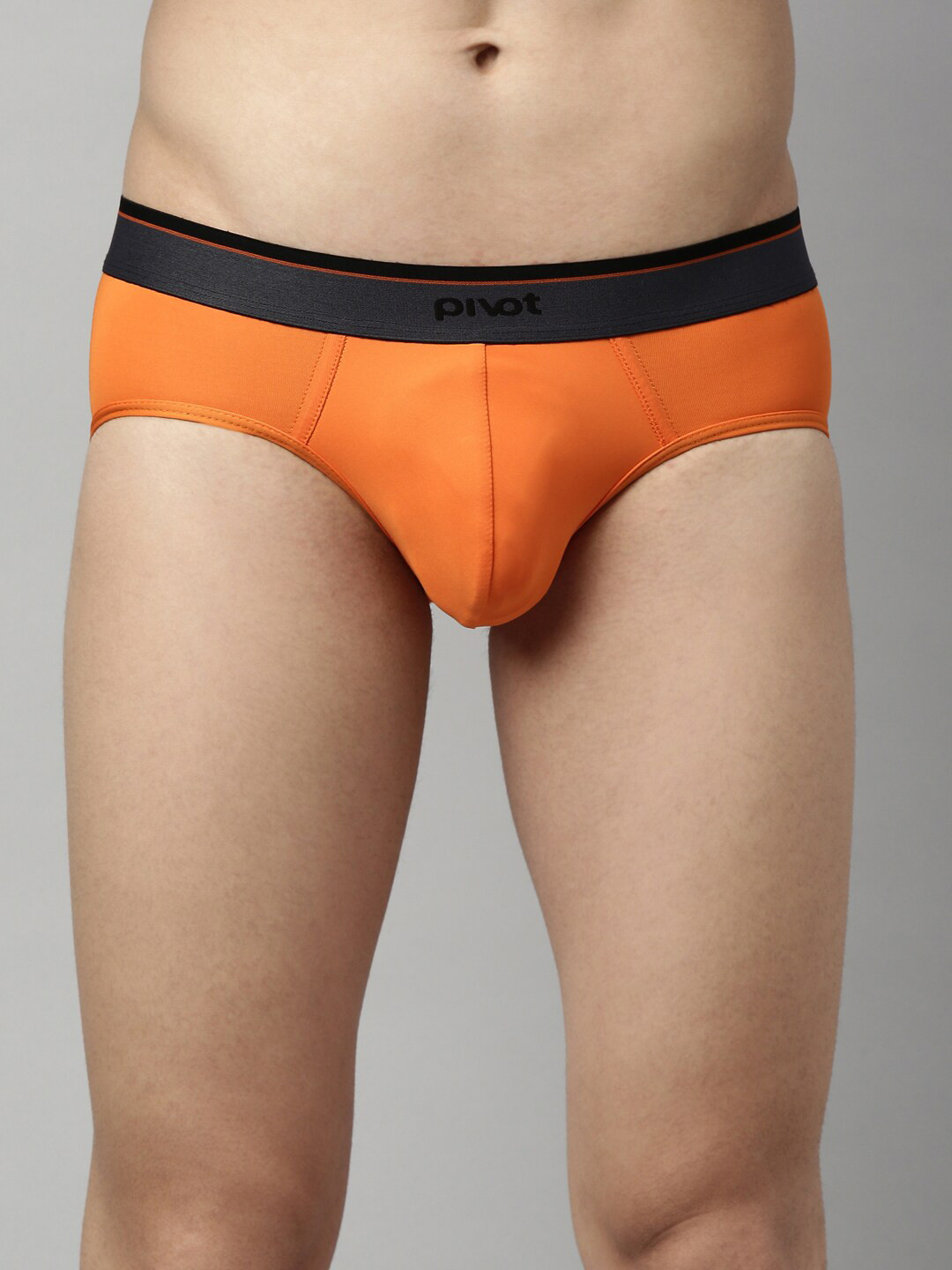 pivot Men Orange Solid Basic Briefs