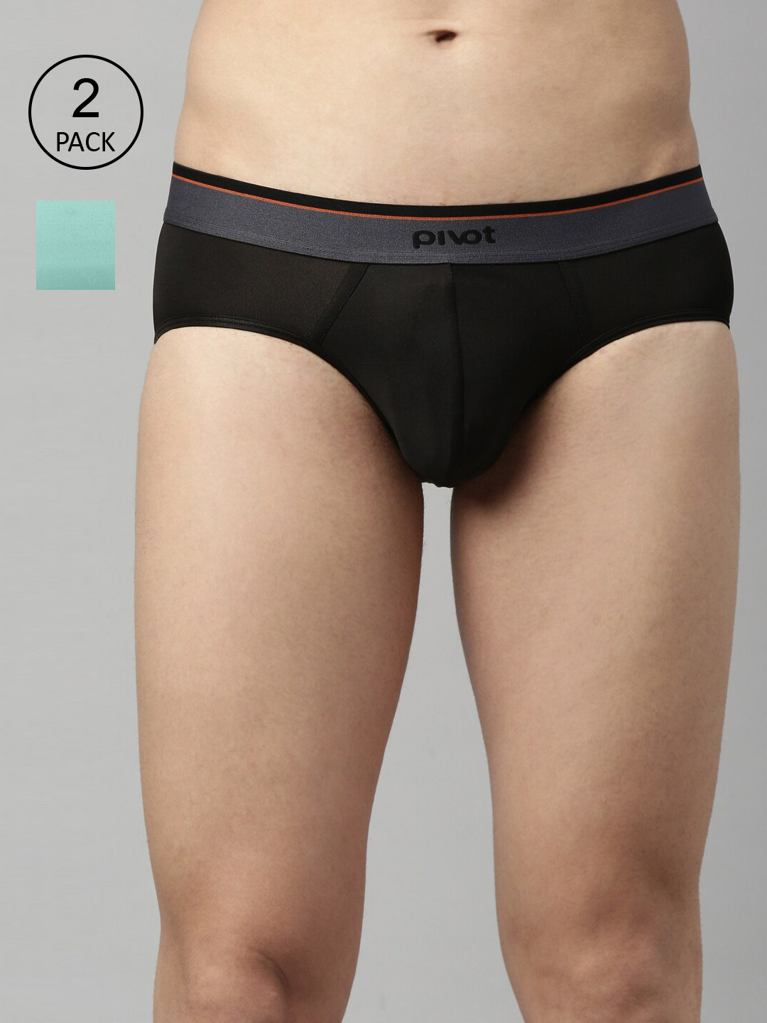 pivot Pack Of 2 Men Black & Sea Green Briefs - P2MIWB22-001