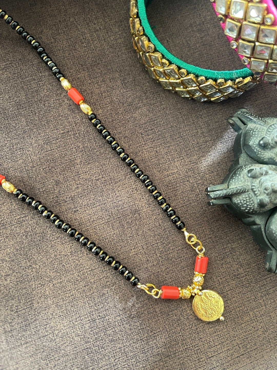 Digital Dress Room Gold-Plated Coin Lakshmi Designs Long Mangalsutra