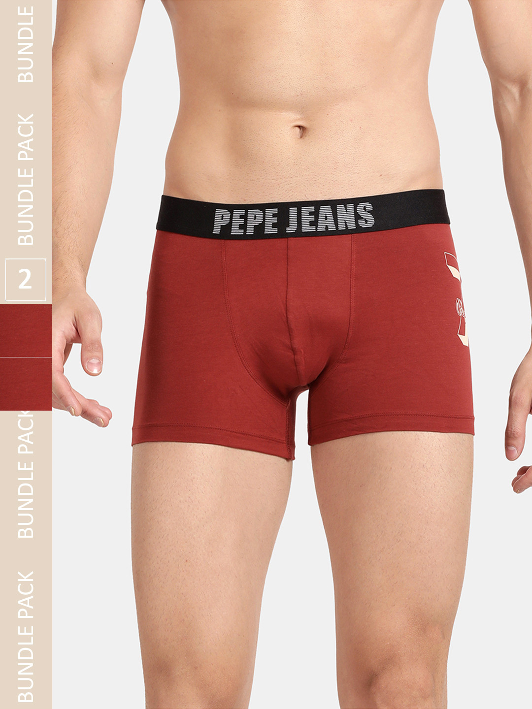 Pepe Jeans Maroon Comfort Fit Cotton Trunk OPT07MAROON-1XL