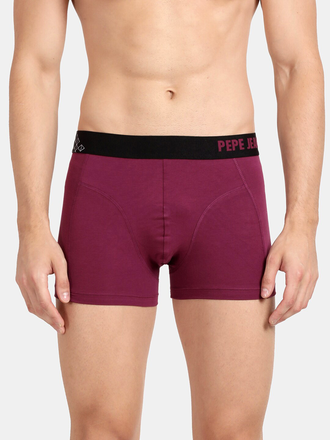 Pepe Jeans Men Magenta Purple Solid Comfort Fit Mid-Rise No-Marks Stretchable Trunk OPT03
