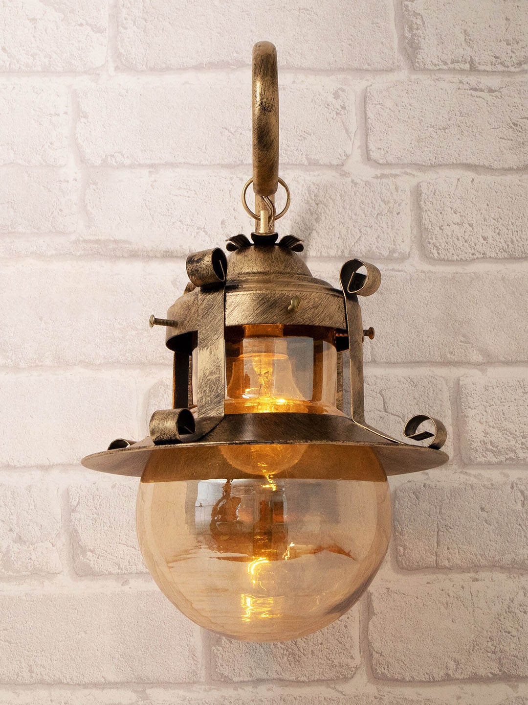 Homesake Antique Gold Toned Oil Rubbed Wall Globe Lantern