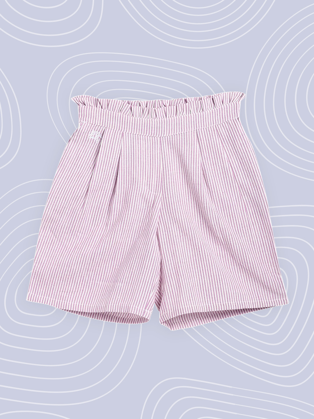 Allen Solly Junior Girls Lavender Striped Pure Cotton Shorts