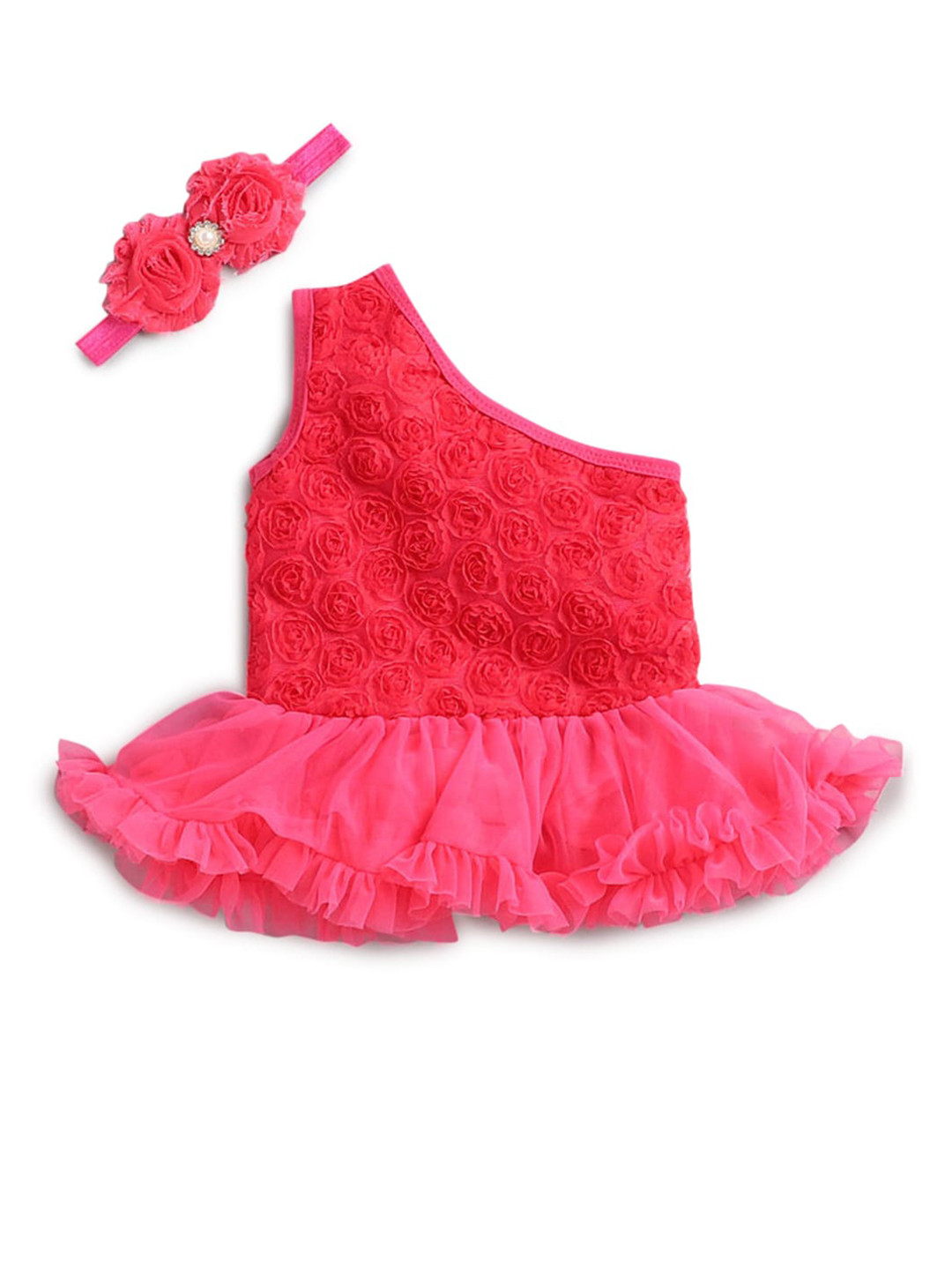 Hopscotch Pink Floral One Shoulder Dress