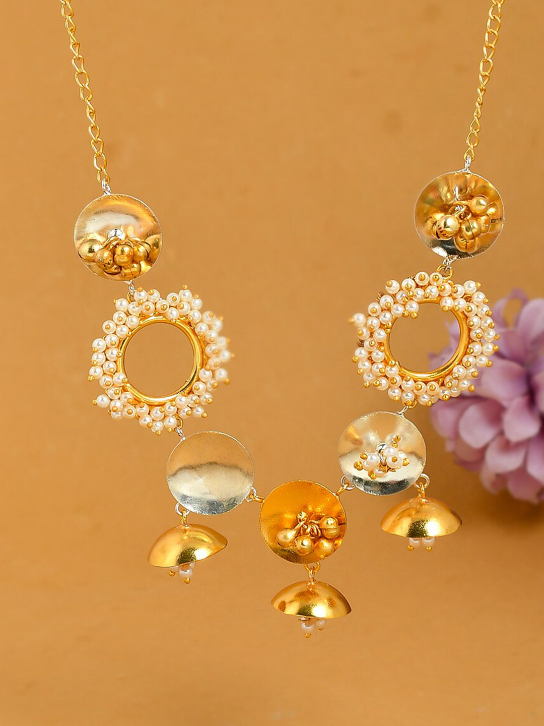 Silvermerc Designs Gold-Toned & White Brass Gold-Plated Necklace