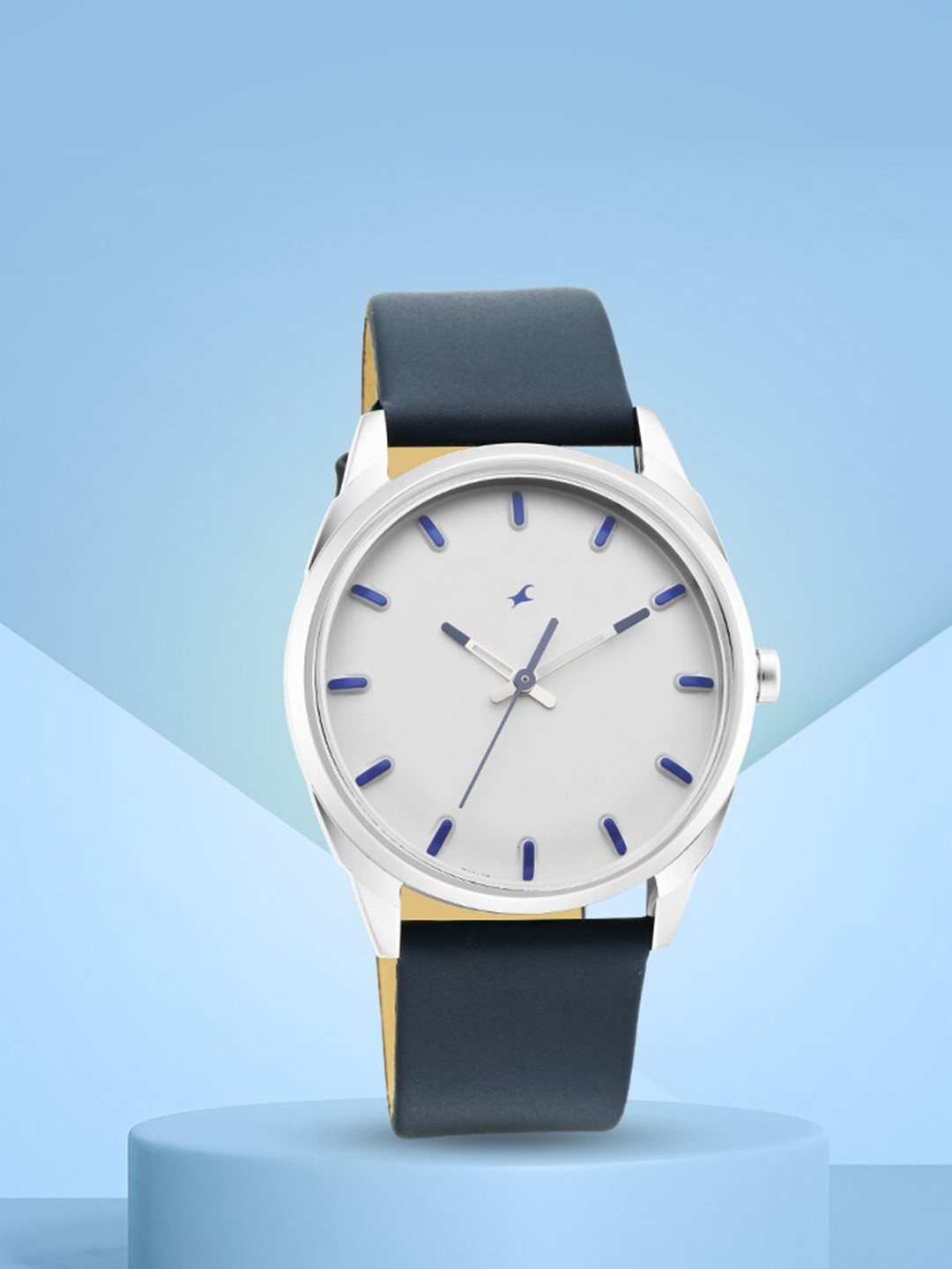 Fastrack Men White Brass Dial & Blue Leather Straps Analogue Watch 3273SL01