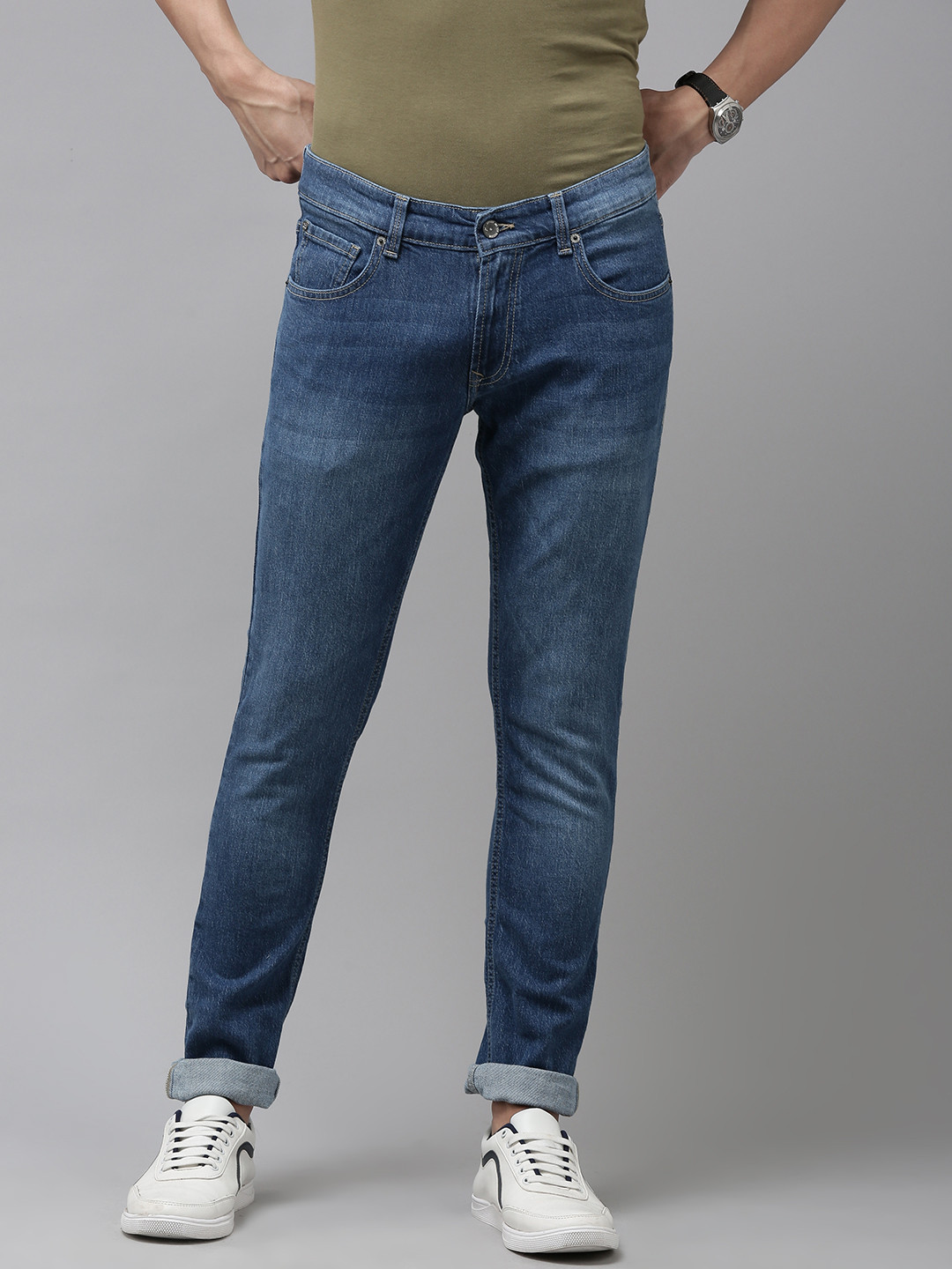 SPYKAR Men Slim Fit Low-Rise Light Fade Stretchable Jeans