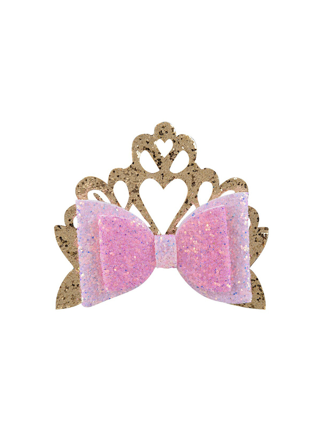 Aye Candy Girls Pink & Gold-Toned Embellished Bow Alligator Hair Clip