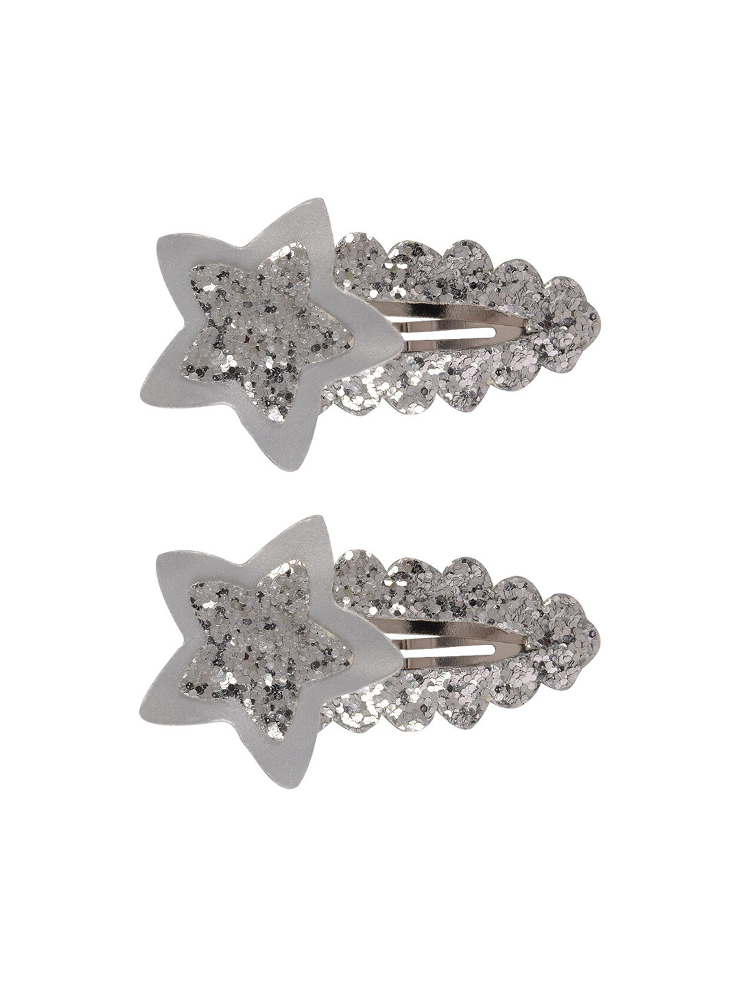 Aye Candy Girls Silver-Toned Set of 2 Embellished Star Tic Tac Hair Clip