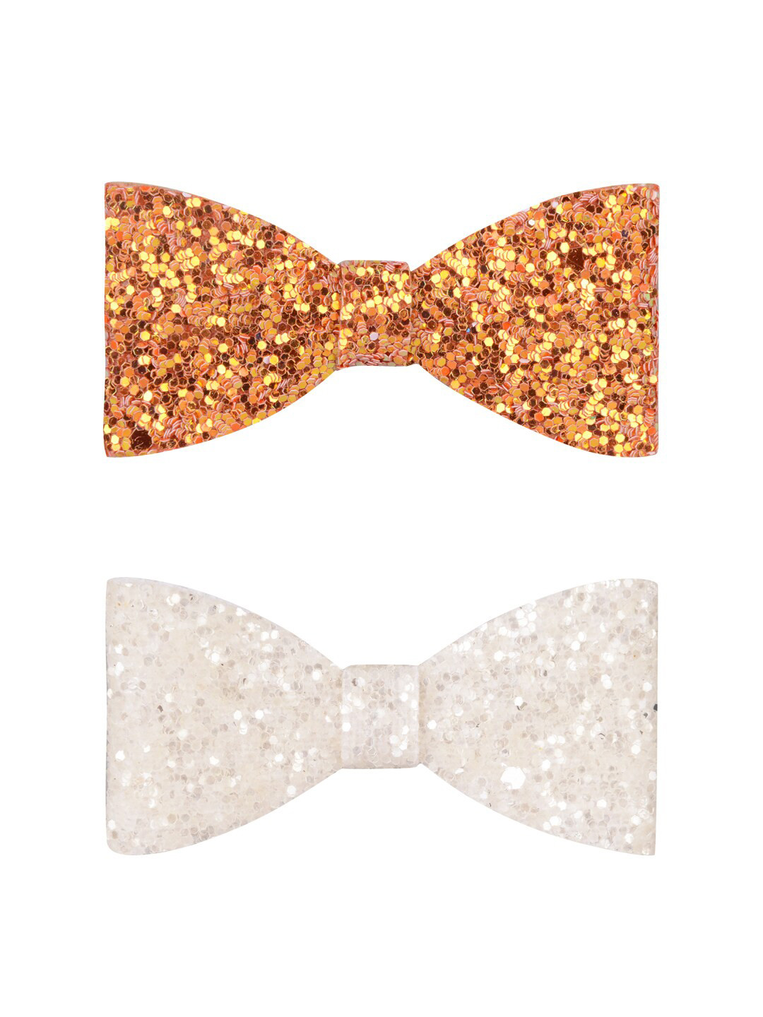 Aye Candy Girls White & Gold-Toned Set of 2 Embellished Bow Hair Clip