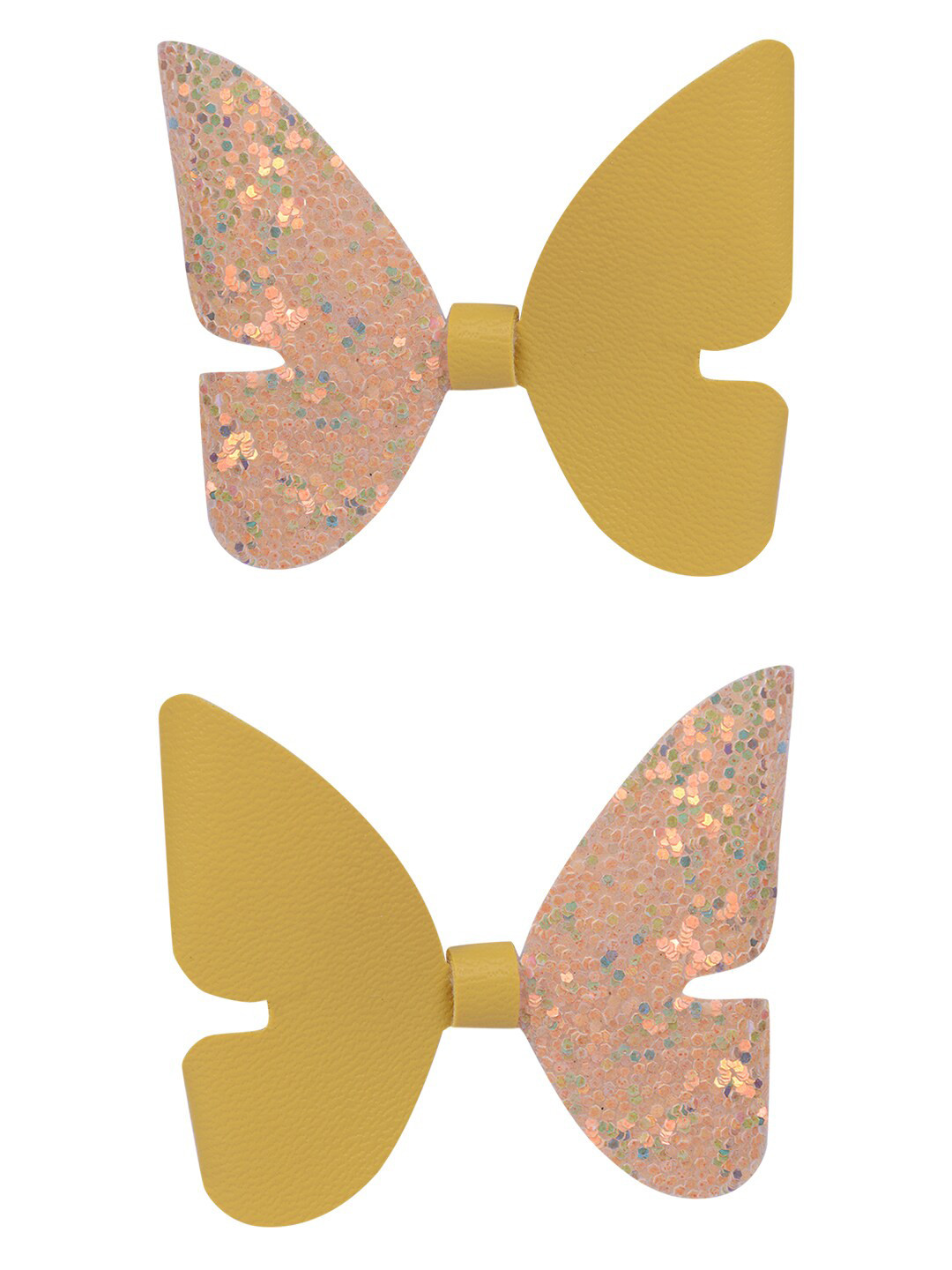 Aye Candy Girls Pack Of 2 Yellow Embellished Butterfly Clips