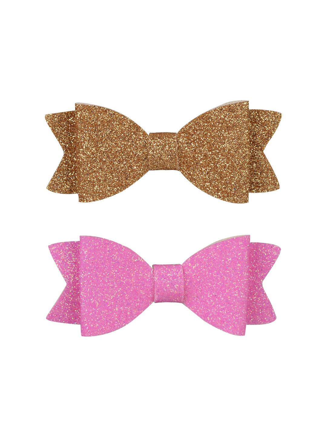 Aye Candy Girls Gold-Toned & Pink Set of 2 Embellished Bow Alligator Hair Clip