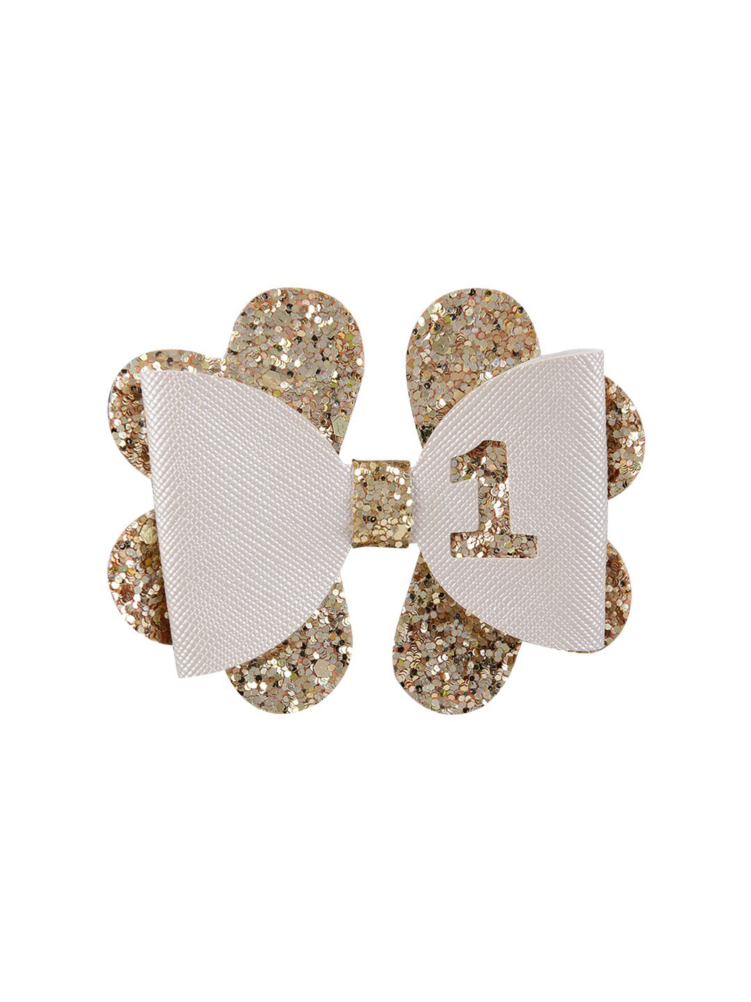 Aye Candy Girls Cream-Coloured & Gold-Toned Embellished Alligator Hair Clip