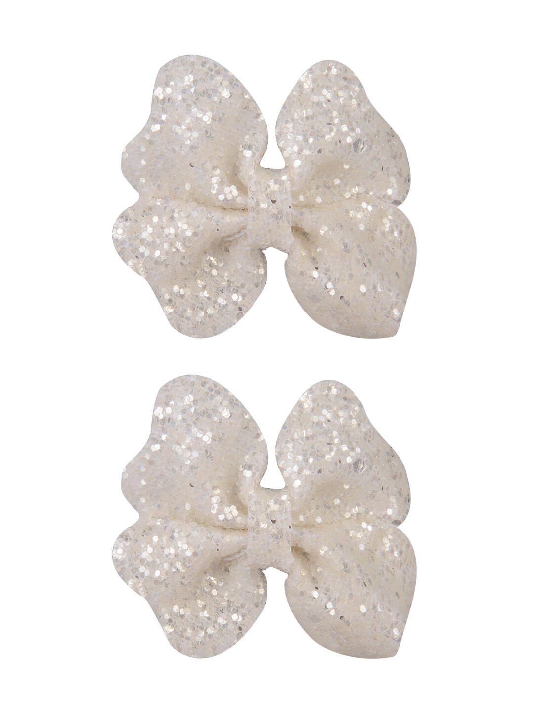 Aye Candy Girls White Set of 2 Embellished Double Heart Bow Alligator Hair Clip