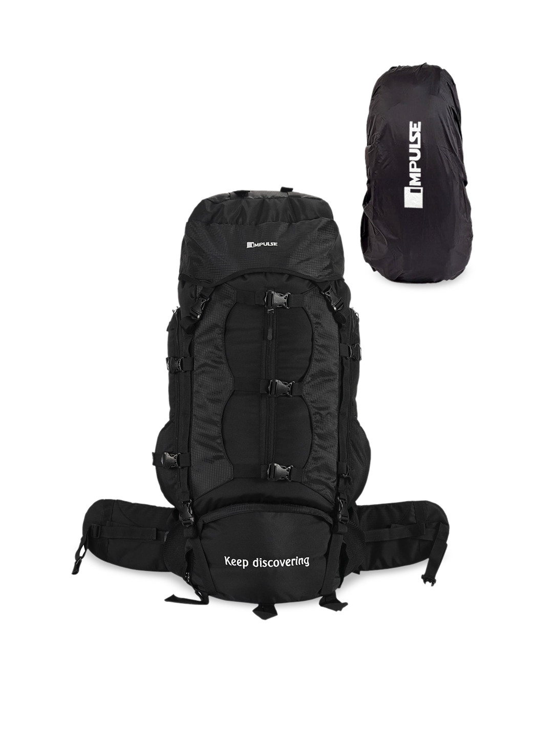 Impulse Black Solid Large Waterproof Rucksack